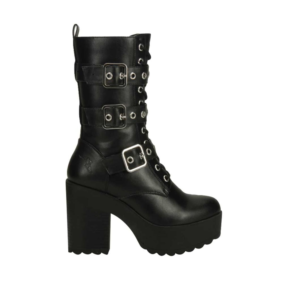 Botas militar para mujer color negro, marca Tierra Bendita, con correas y agujetas, mod. 993473