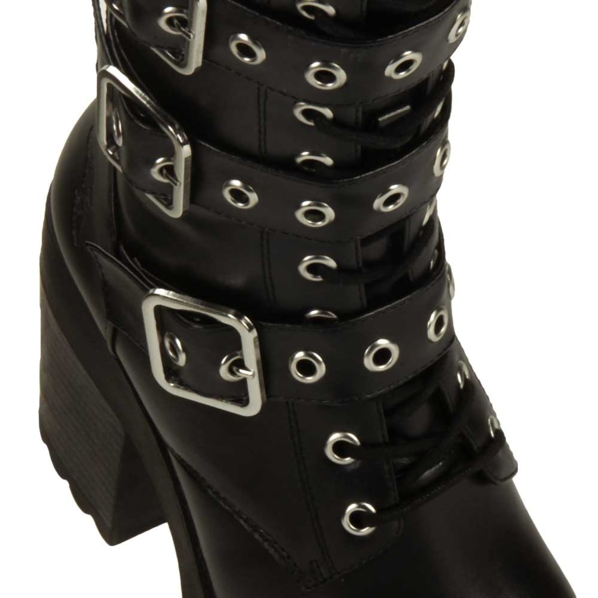 Botas militar para mujer color negro, marca Tierra Bendita, con correas y agujetas, mod. 993473
