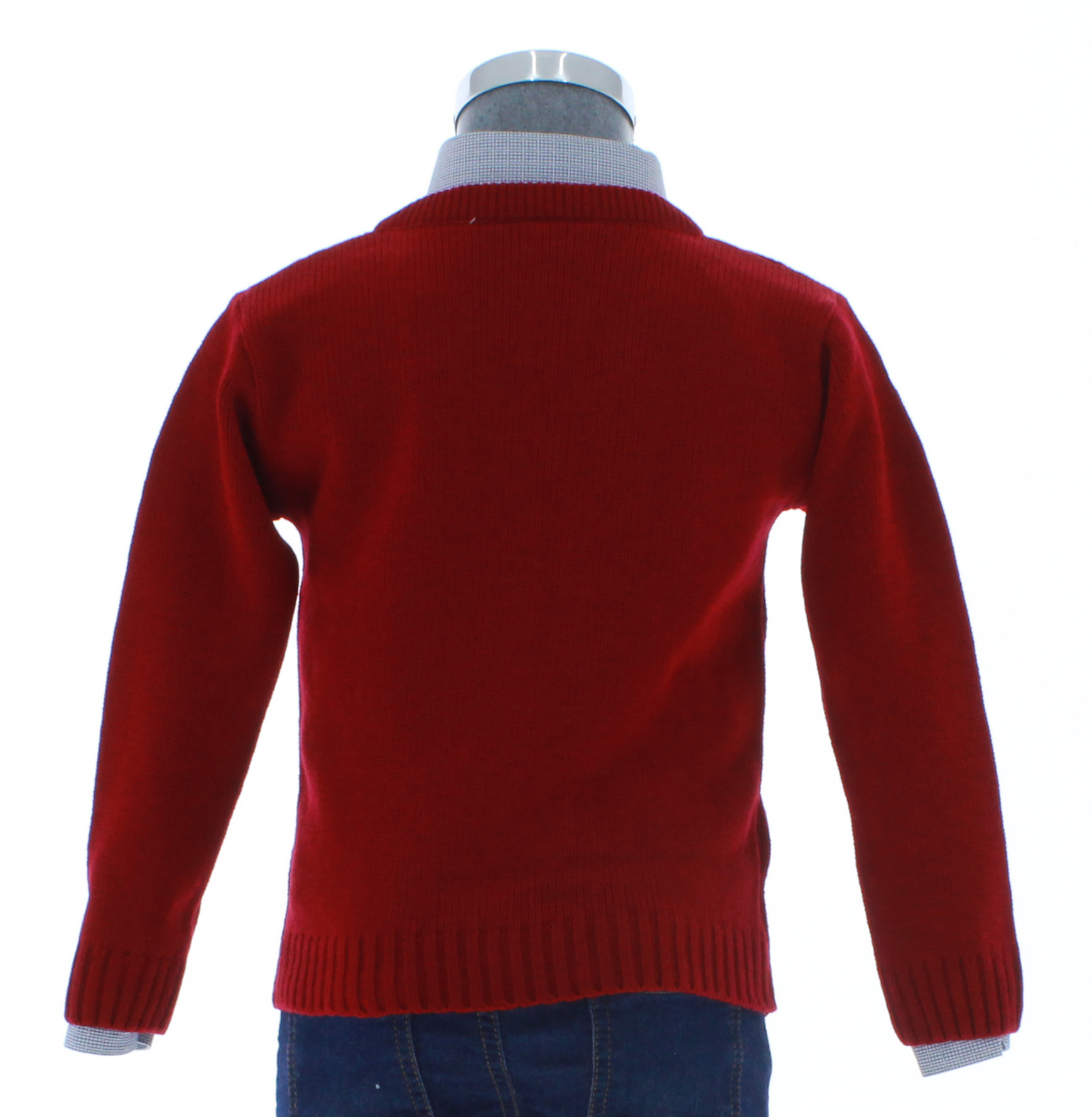 Sueter Niño Tejido Rojo Cuello V 2392 2 a 16 Años.