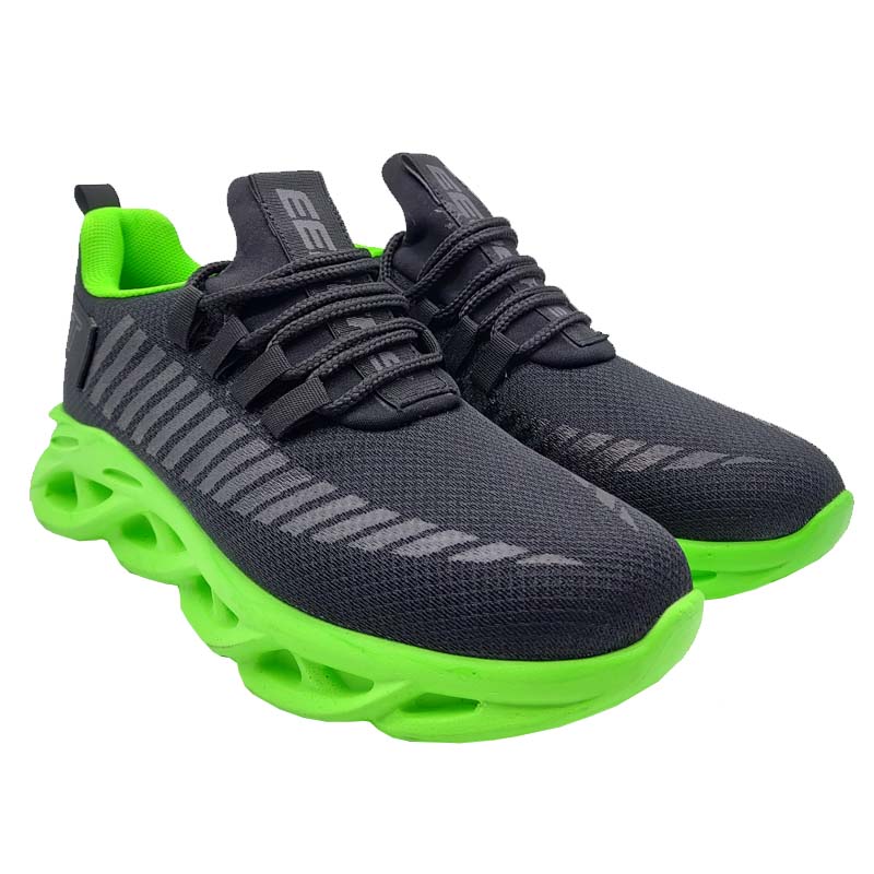 Tenis Eeders 555 Negro Verde Neón Hombre Running Montaña