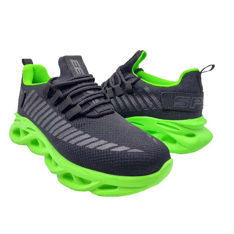Tenis Eeders 555 Negro Verde Neón Hombre Running Montaña