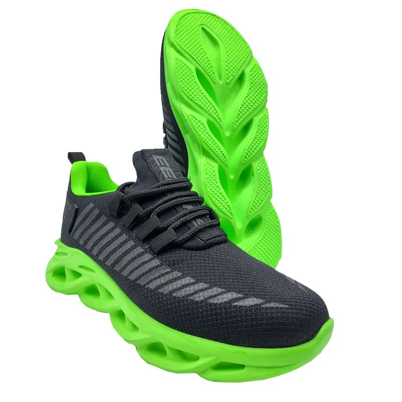 Tenis Eeders 555 Negro Verde Neón Hombre Running Montaña