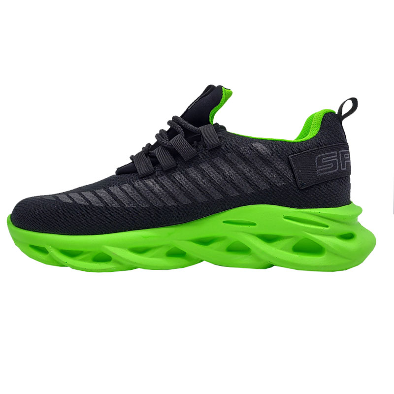 Tenis Eeders 555 Negro Verde Neón Hombre Running Montaña