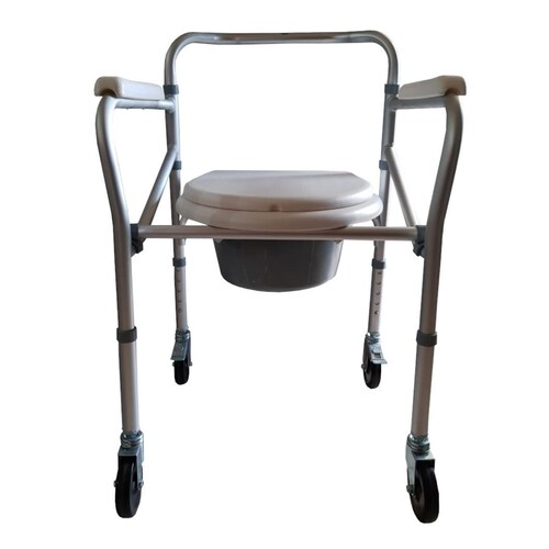 Silla Baño Con Ruedas Eko Mobility Ec300101 Blanco Para Discapacitado Auxiliar De Movimiento
