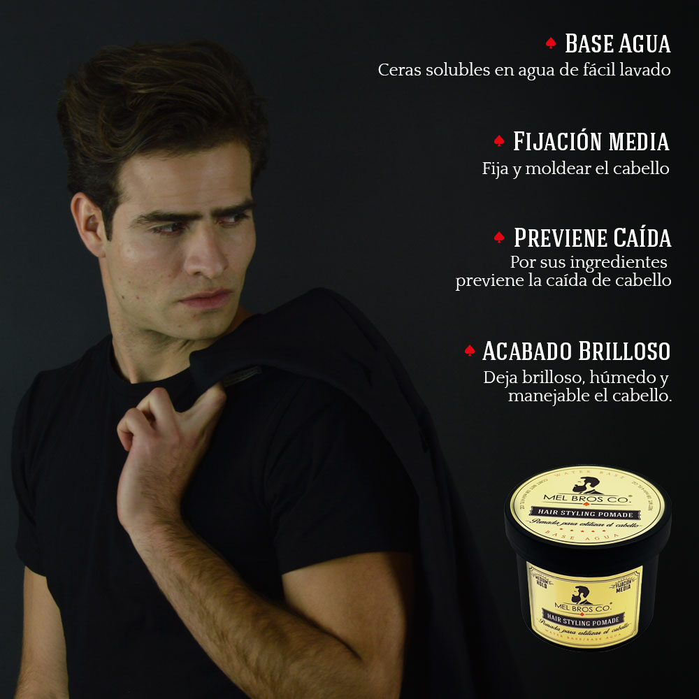 MEL BROS CO. - Hair Styling Pomade - Pomada para estilizar el Cabello. Base Agua. (4 oz / 118 ml, Media Fijación)