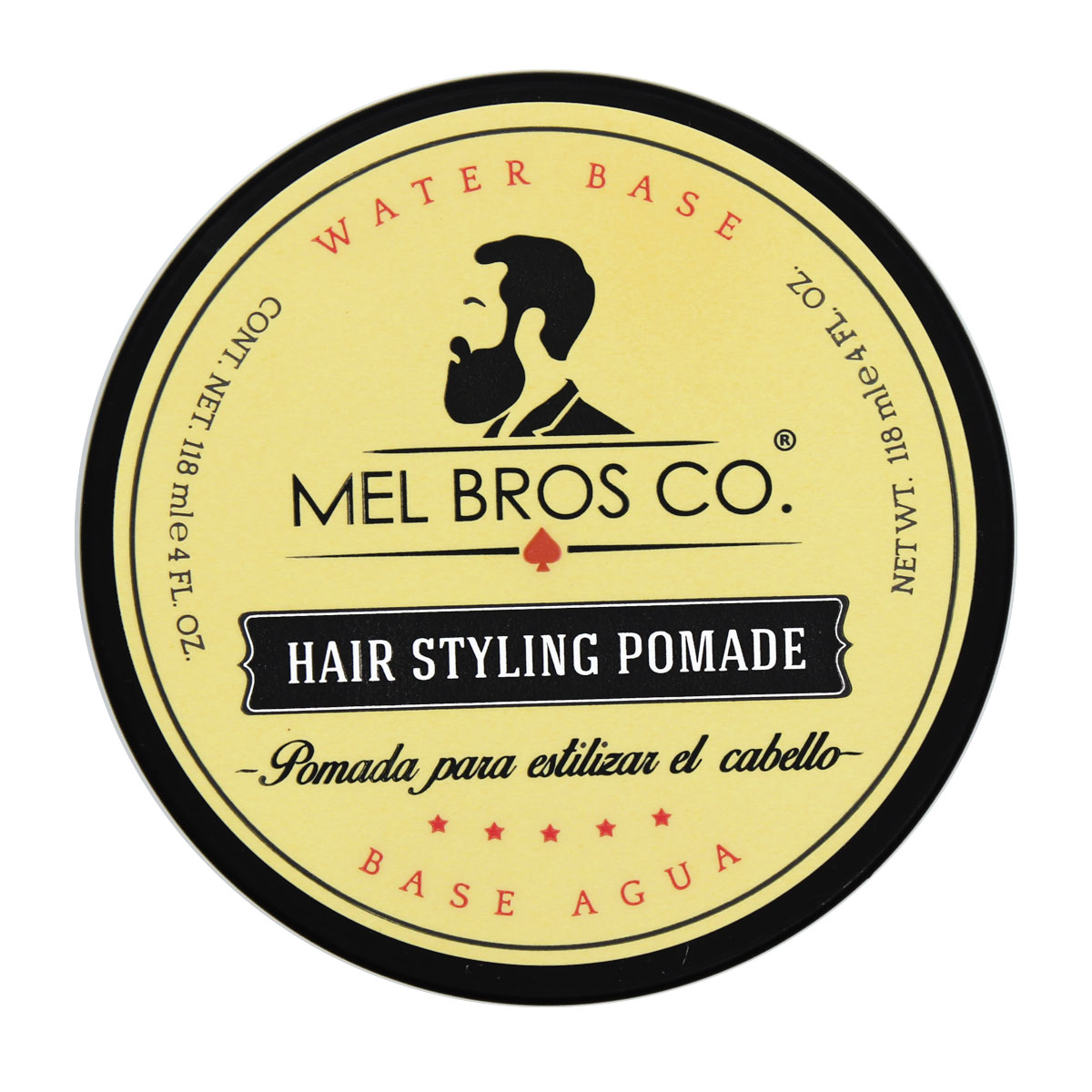 MEL BROS CO. - Hair Styling Pomade - Pomada para estilizar el Cabello. Base Agua. (4 oz / 118 ml, Media Fijación)