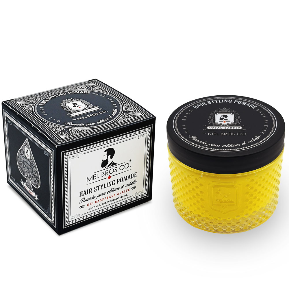 MEL BROS CO. - ROYAL BARBER, Hair Styling Pomade - Pomada para estilizar el Cabello (4 oz / 118 ml, Base Aceite)