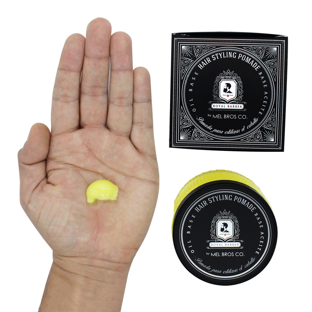 MEL BROS CO. - ROYAL BARBER, Hair Styling Pomade - Pomada para estilizar el Cabello (4 oz / 118 ml, Base Aceite)