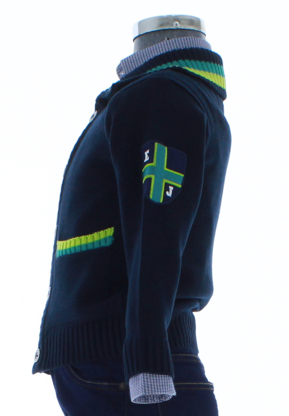 Sueter Niño Tejido Azul Marino Botones 2623 6 a 14 Años.