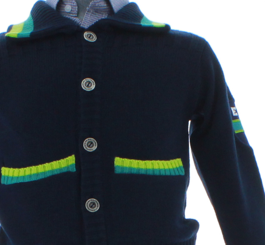 Sueter Niño Tejido Azul Marino Botones 2623 6 a 14 Años.