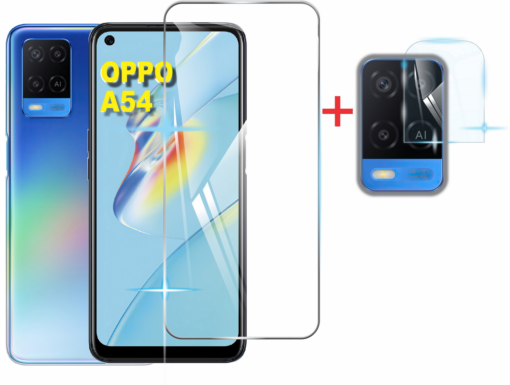 Combo Cristal Templado 9d Para Oppo + Mica Camaras, Varios Modelos Contorno Negro.