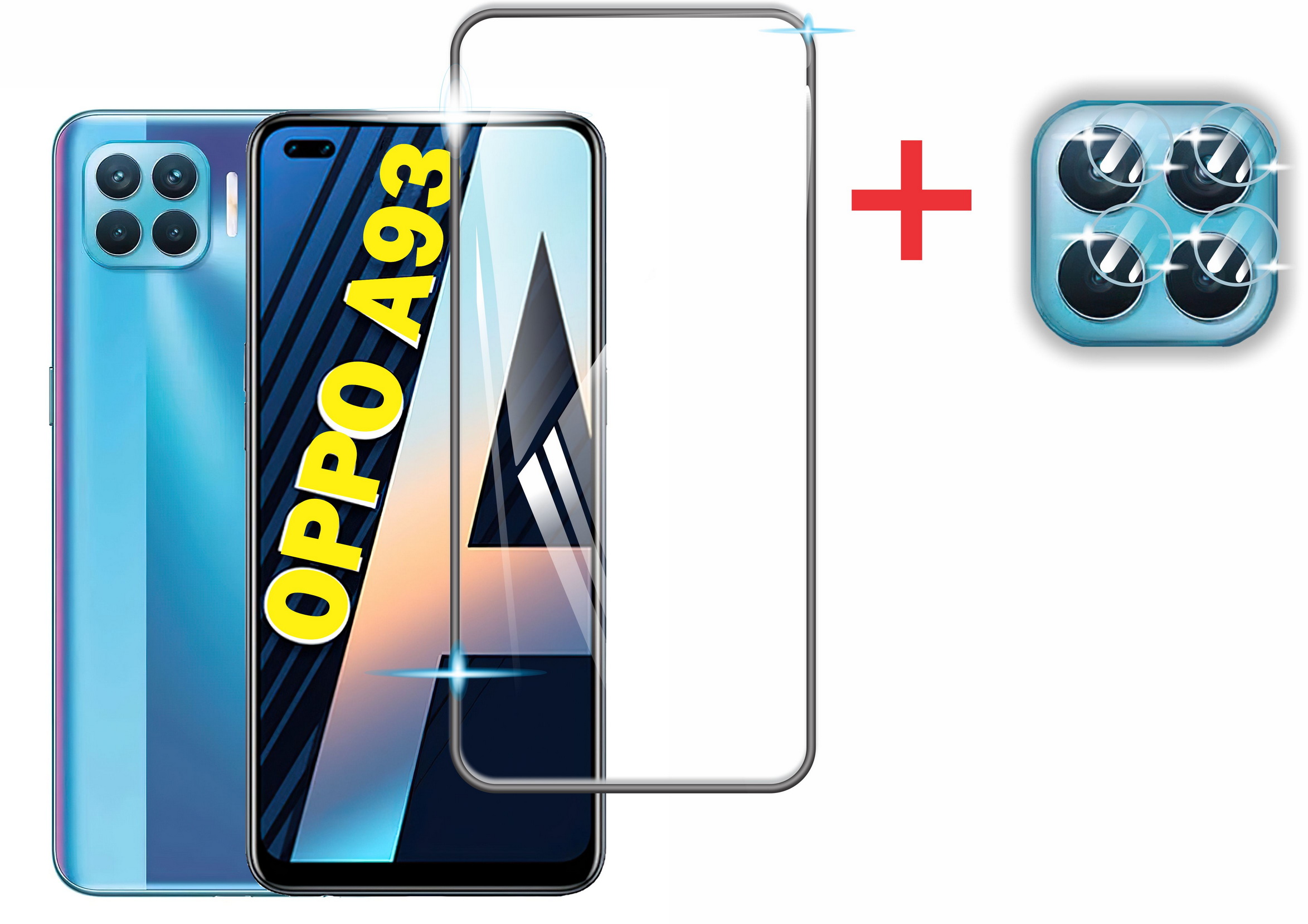 Combo Cristal Templado 9d Para Oppo + Mica Camaras, Varios Modelos Contorno Negro.