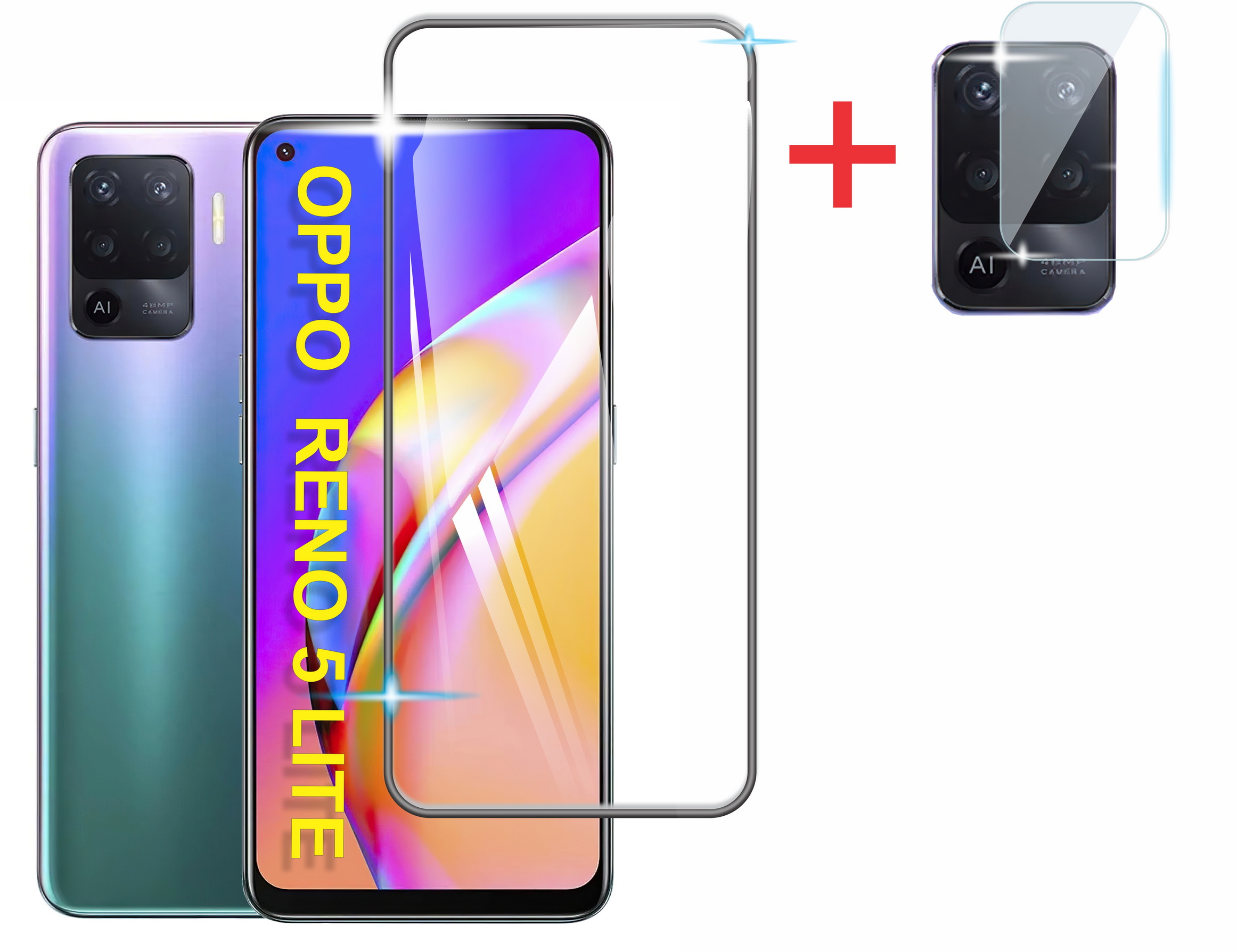 Combo Cristal Templado 9d Para Oppo + Mica Camaras, Varios Modelos Contorno Negro.
