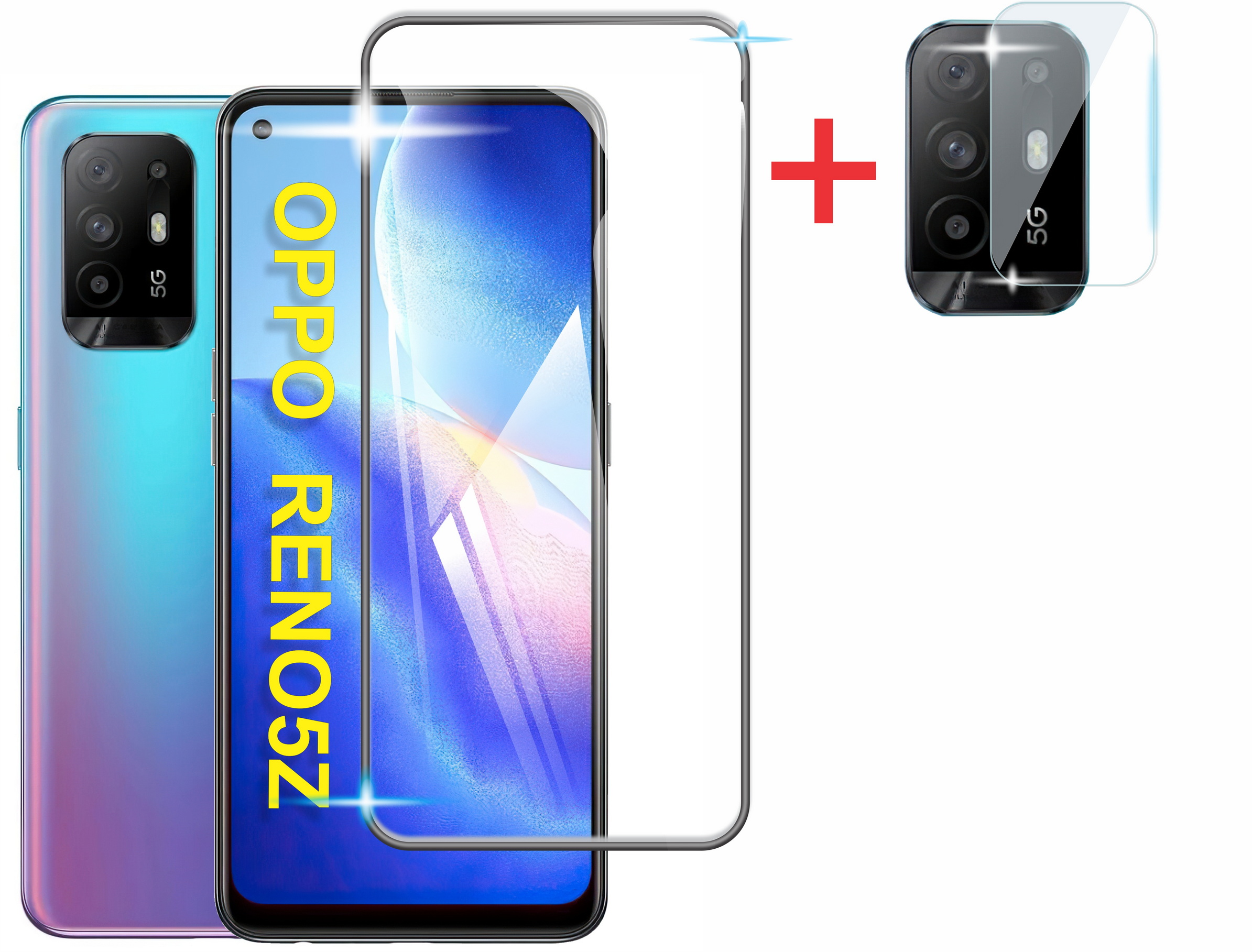Combo Cristal Templado 9d Para Oppo + Mica Camaras, Varios Modelos Contorno Negro.