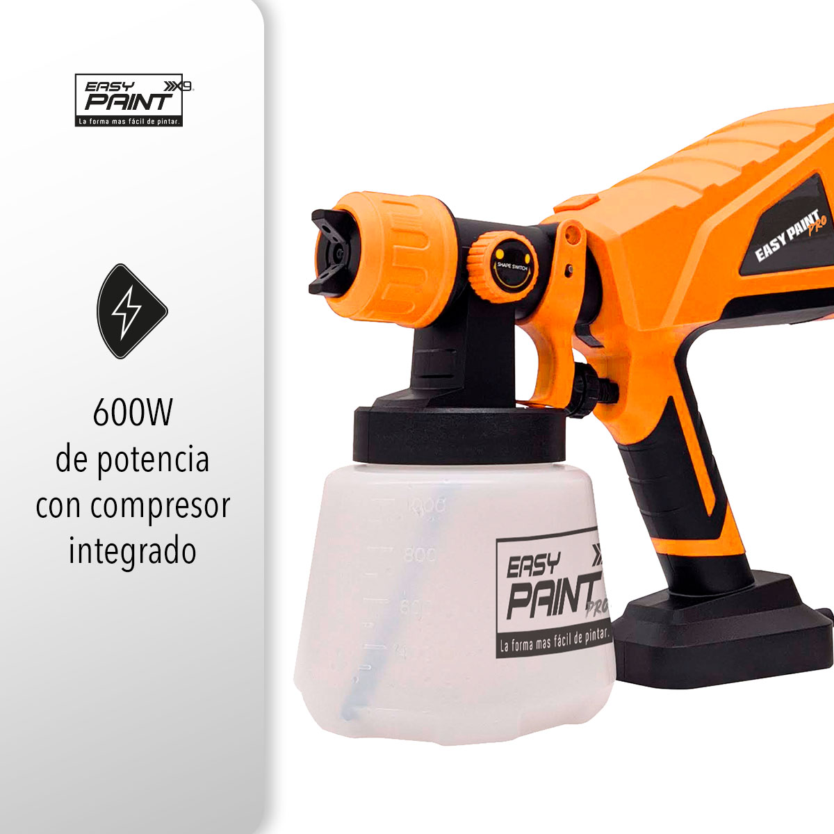  EASY PAINT-PRO PISTOLA PORTÁTIL PARA PINTAR DE 600W CON BOQUILLAS REGULADORAS