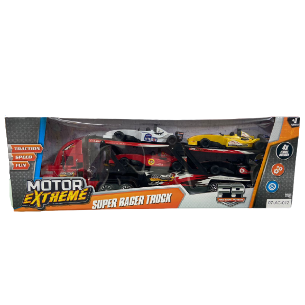 Super Tráiler Con 4 Vehículos Motor Extreme Varios Colores