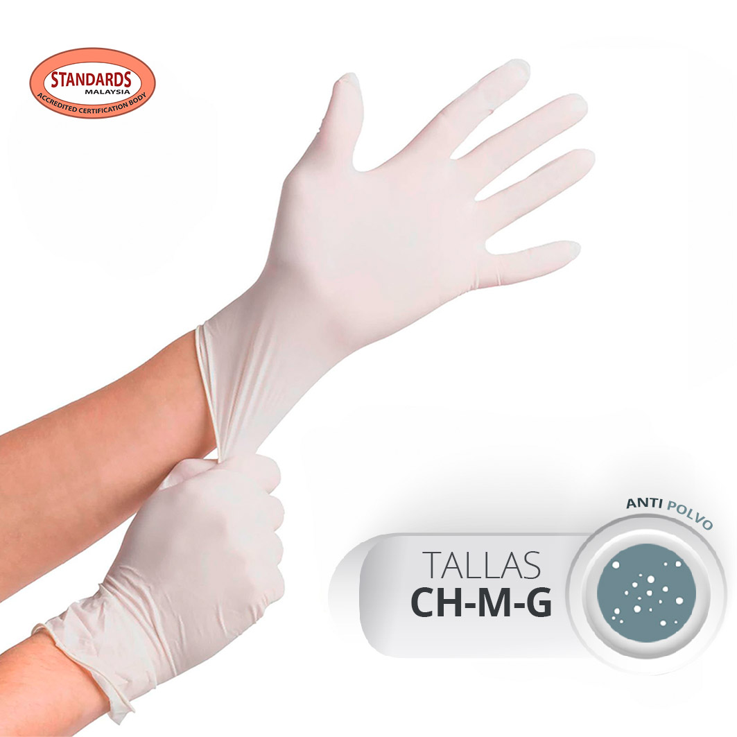 Guantes Latex Exploración Examinación Uso Médico Sin Polvo
