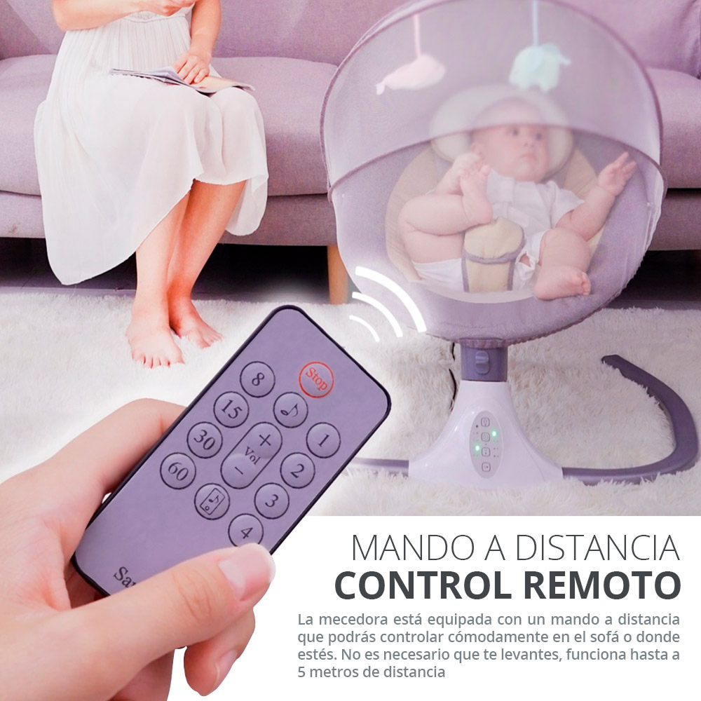 Moises para Bebe Columpio Mecedora Eléctrica Con Mosquitero Cuna 