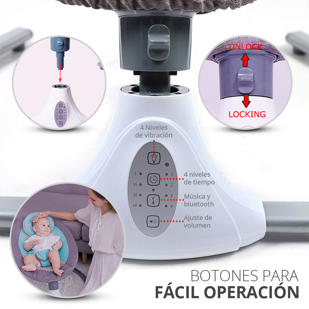 Moises para Bebe Columpio Mecedora Eléctrica Con Mosquitero Cuna 