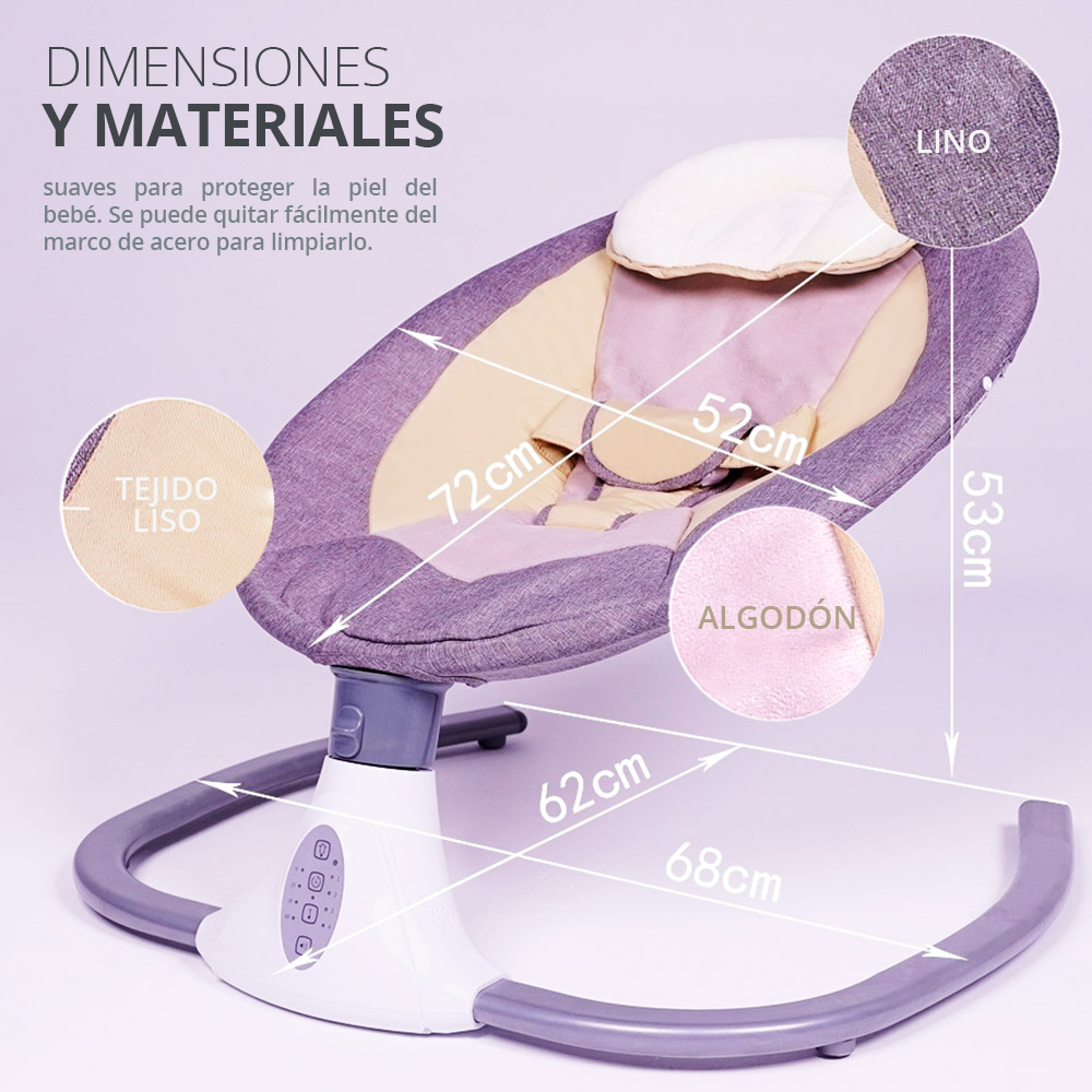 Moises para Bebe Columpio Mecedora Eléctrica Con Mosquitero Cuna 