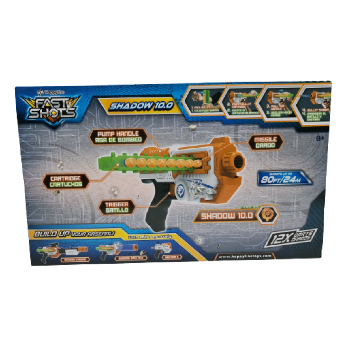 Lanzador Dardos Pistola Fast Shots Shadow 10.0 De 12 Dardos