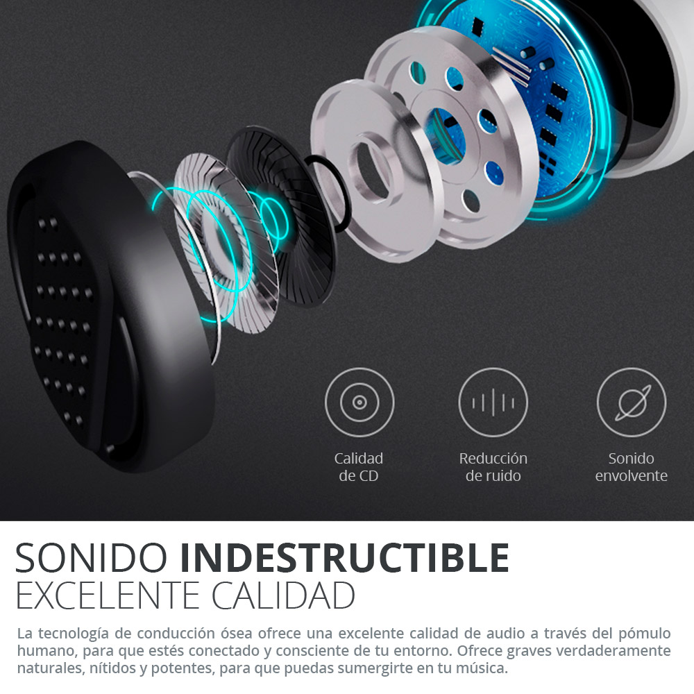 Audifonos Inalambricos Conduccion Osea Bluetooth Contra Agua