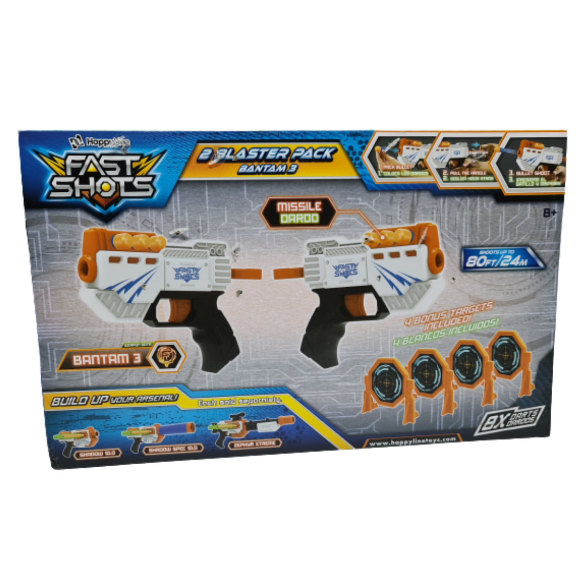 Set De 2 Pistolas Con 8 Dardos Y 4 Objetivos Fast Shots