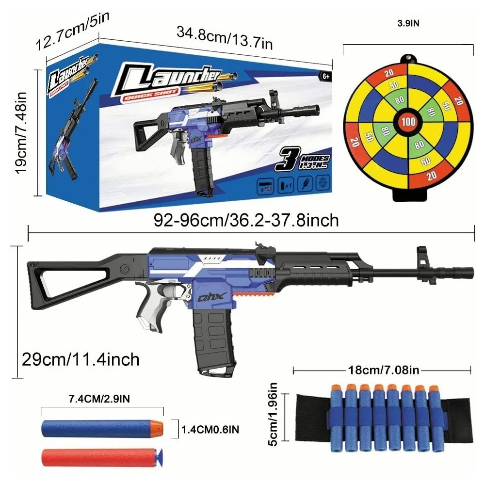 Pistola Juguete Recargable 12clip Compatible Nerf Con 3 Modo