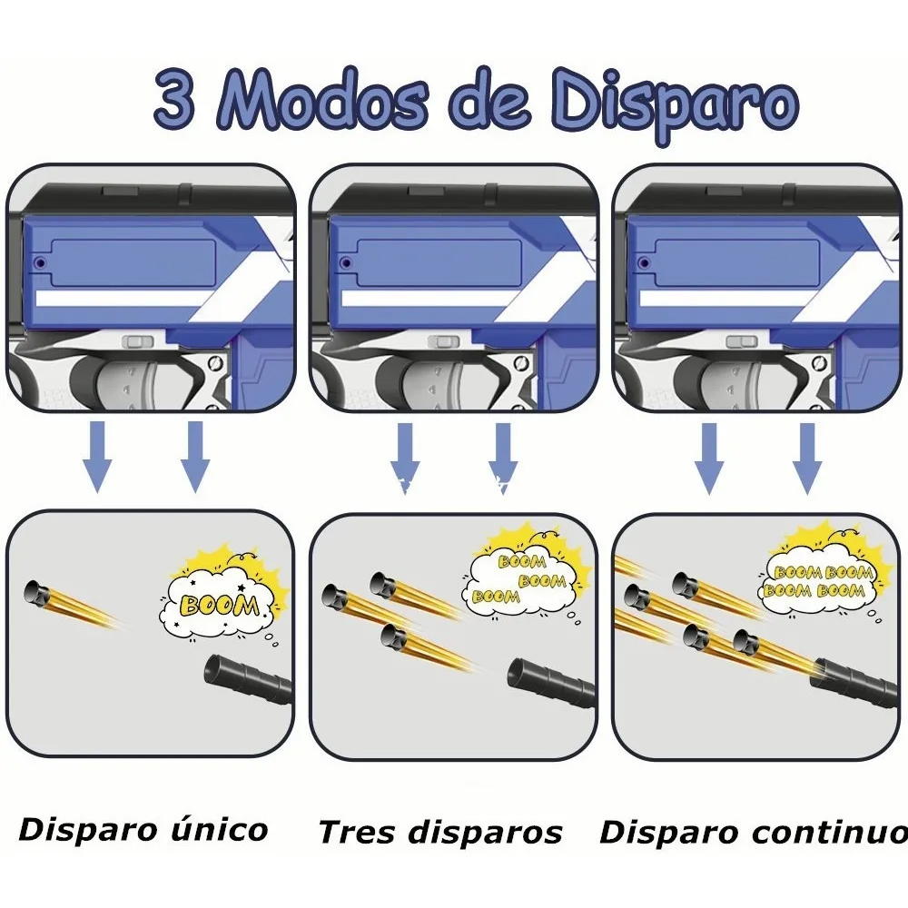 Pistola Juguete Recargable 12clip Compatible Nerf Con 3 Modo