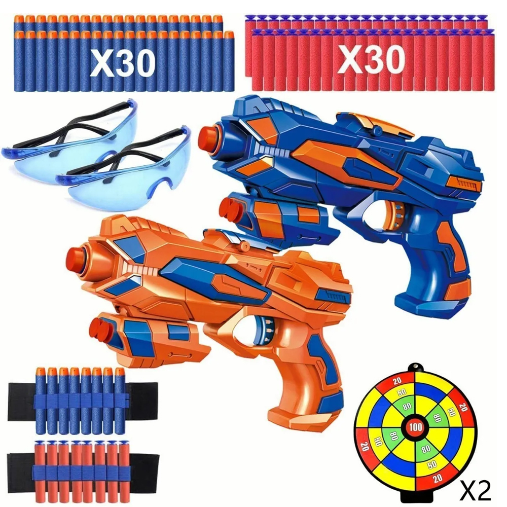 2 Pistola Juguete Con 60 Dardos De Niños Compatible Nerf