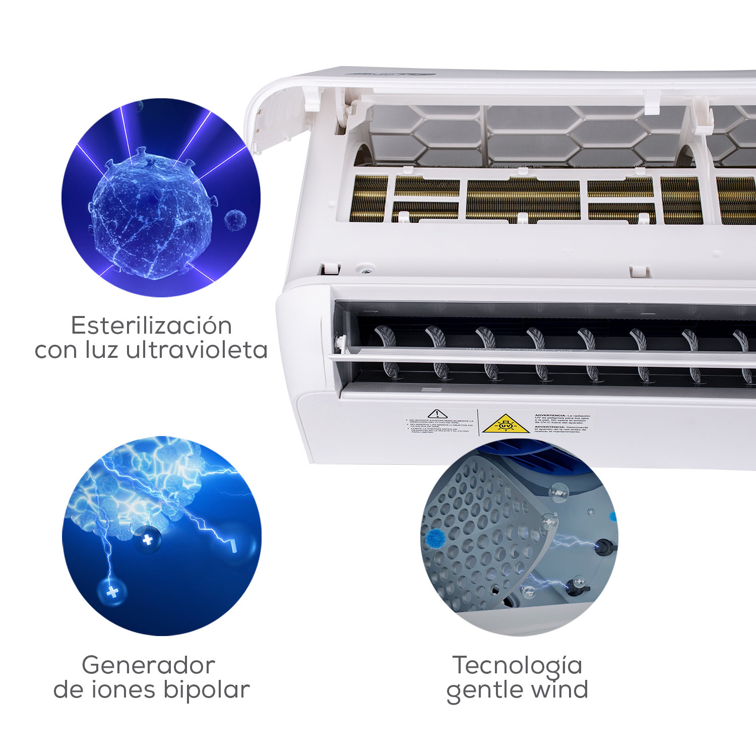 Aire Acondicionado Minisplit Inverter Evans MedicAir 1ton Seer17 Frío 220v Frío 6 Filtros