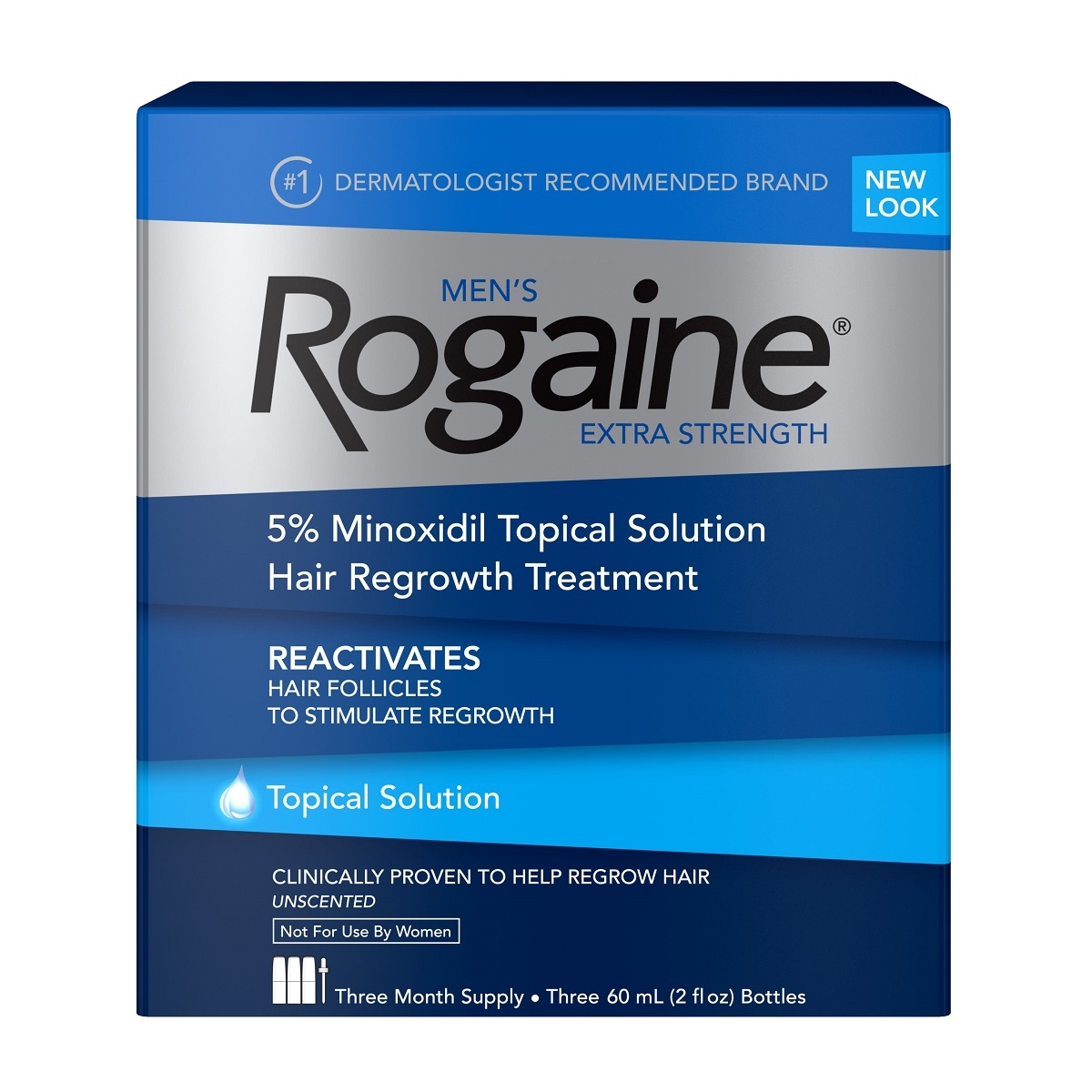 Minoxidil Rogaine 5% Tópico Crecimiento Cabello Barba Cejas 3 meses