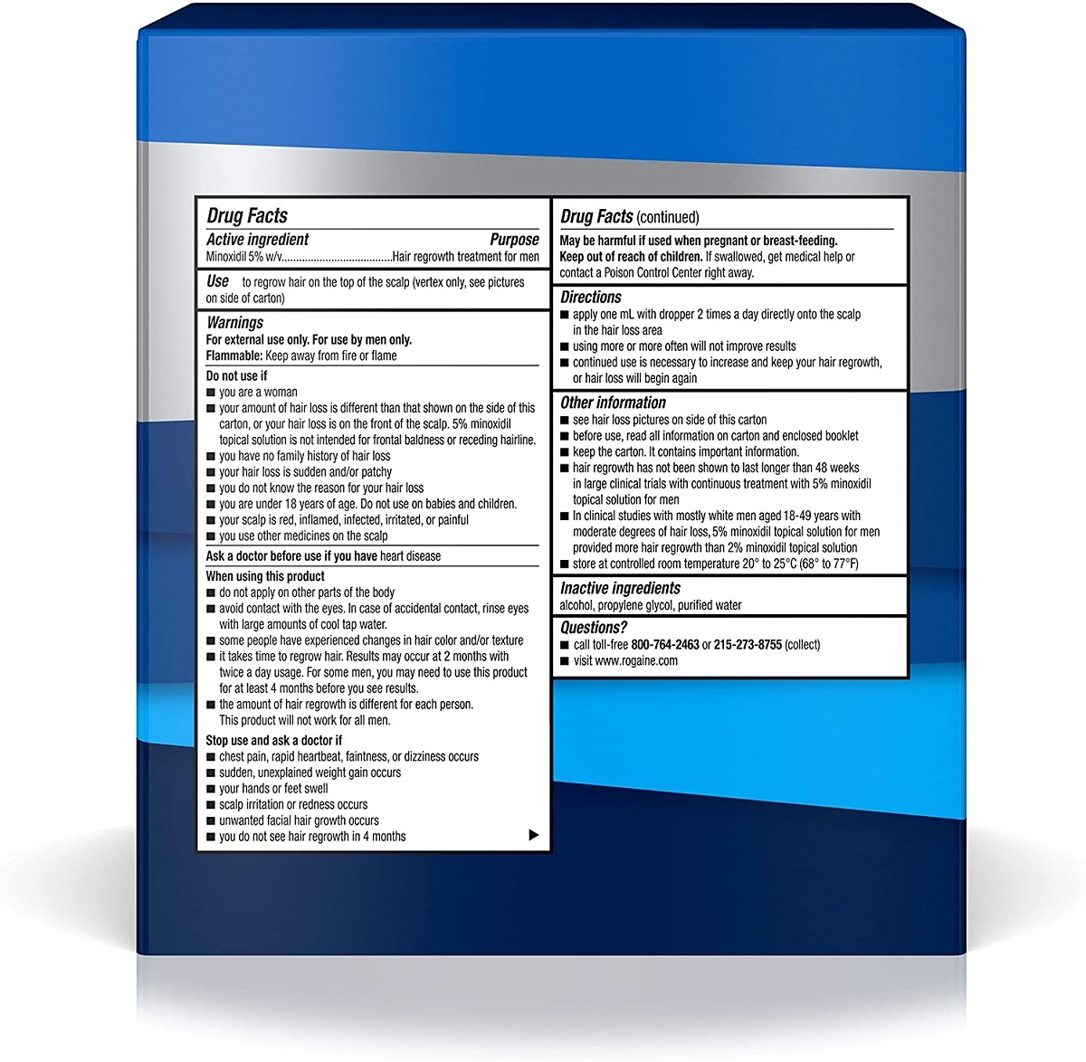 Minoxidil Rogaine 5% Tópico Crecimiento Cabello Barba Cejas 3 meses