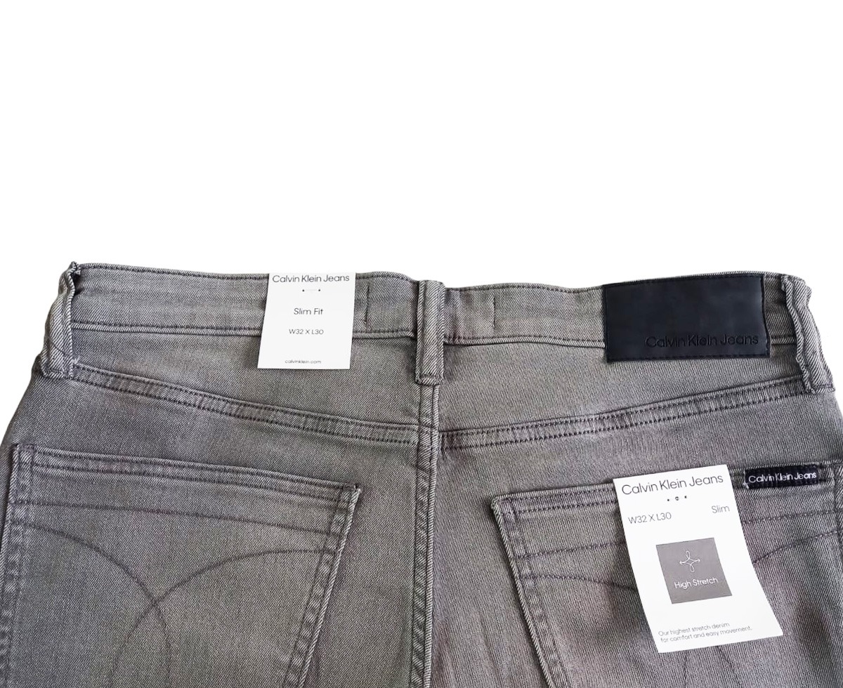 Pantalon Calvin Klein Mezclilla Gris Para Hombre Talla 34 Slim 