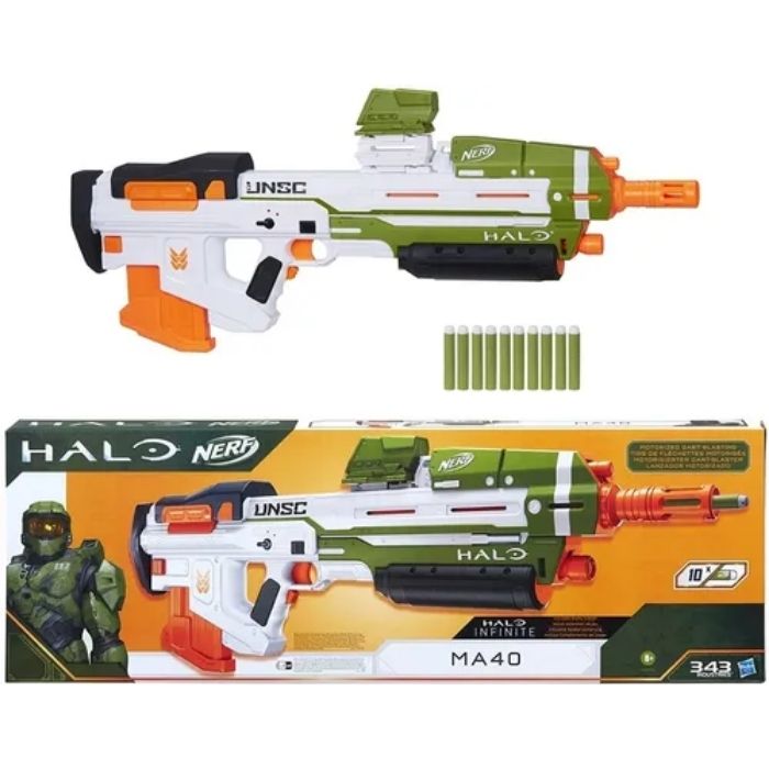 Pistola Lanzador Rifle Motorizado Nerf Halo Ma40 + 10 Dardos