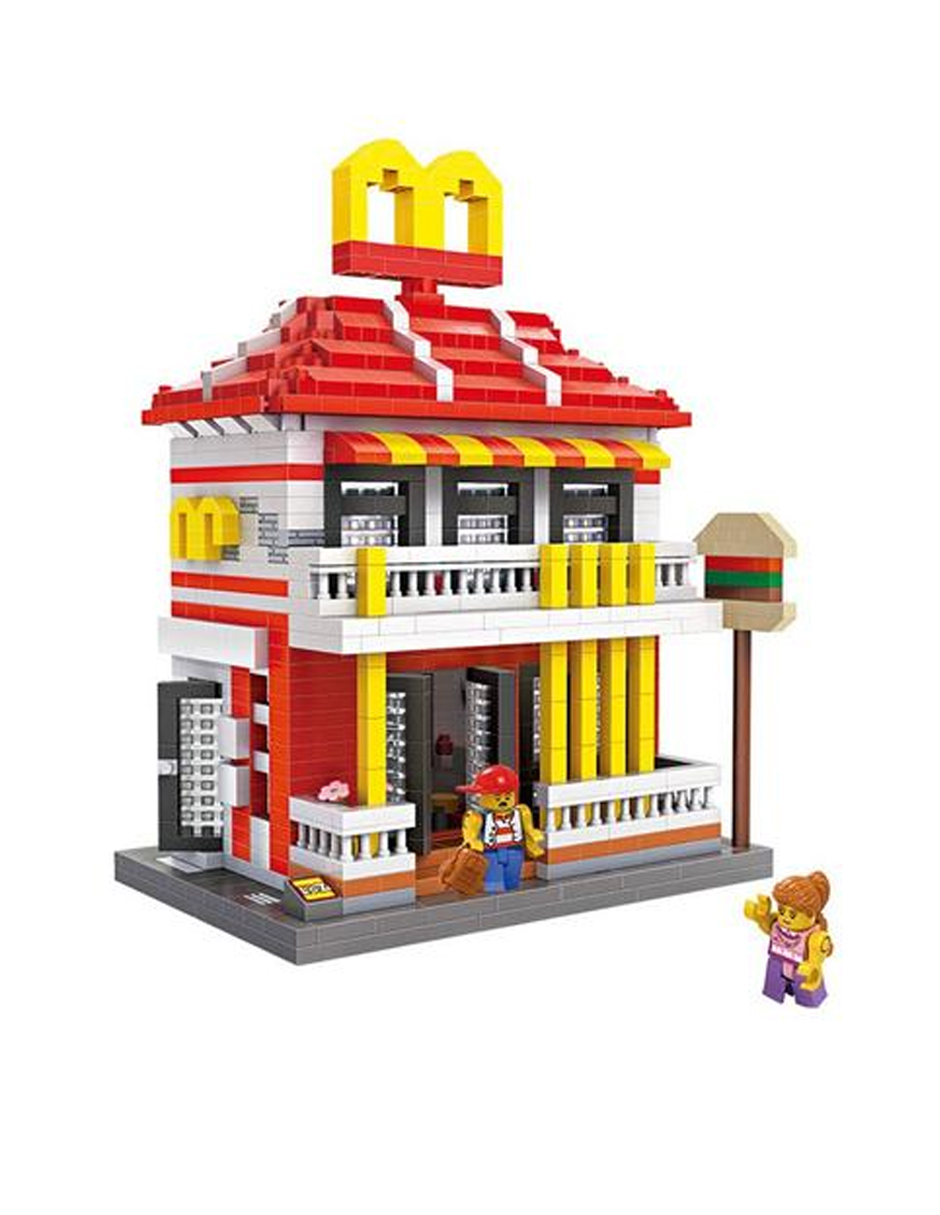 Kit Construcción 3d Bloques Restaurante Hamburguesas Juguete Niños Multicolor Loz