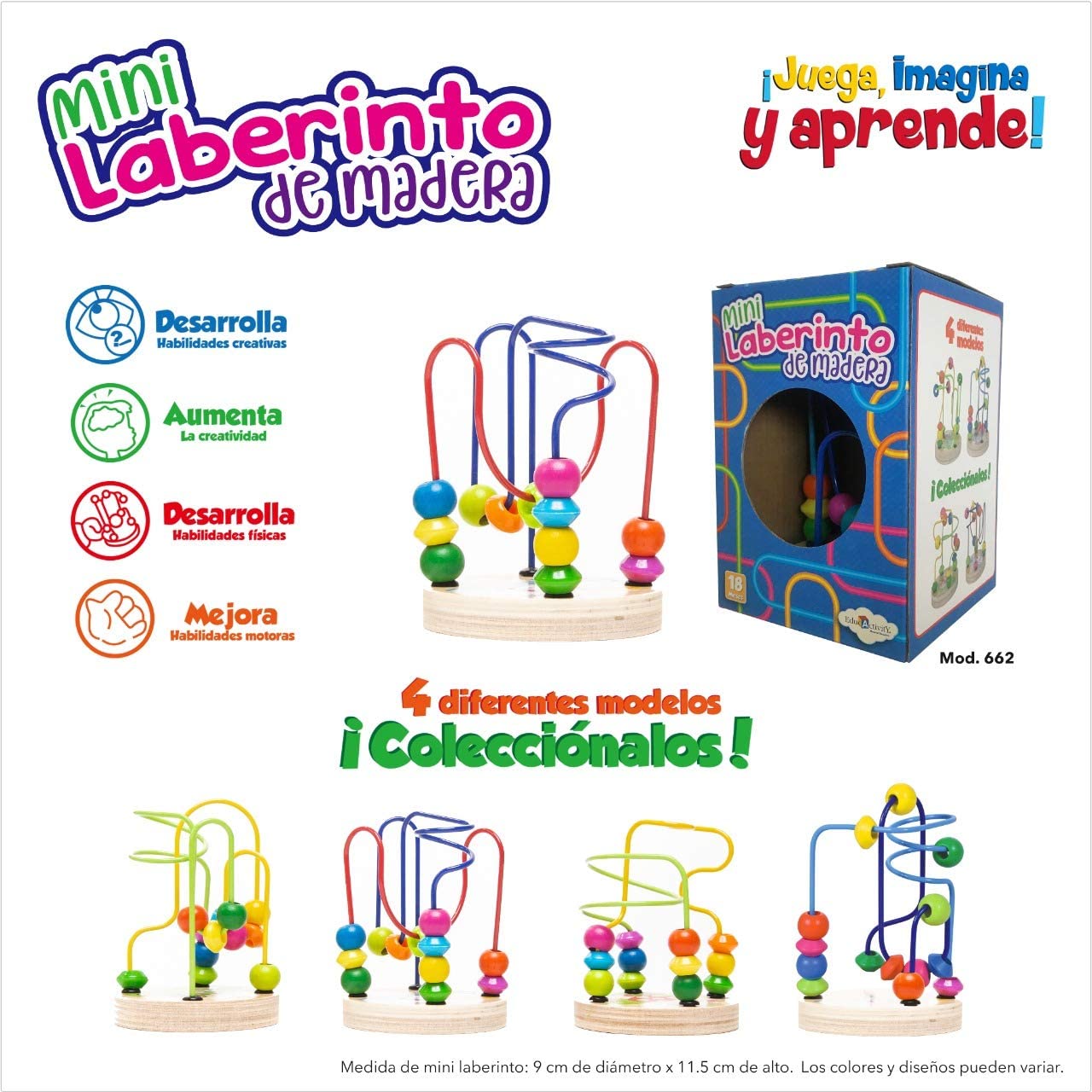 Juego Didáctico Mini Laberinto De Madera Para Bebe Estimulación Temprana