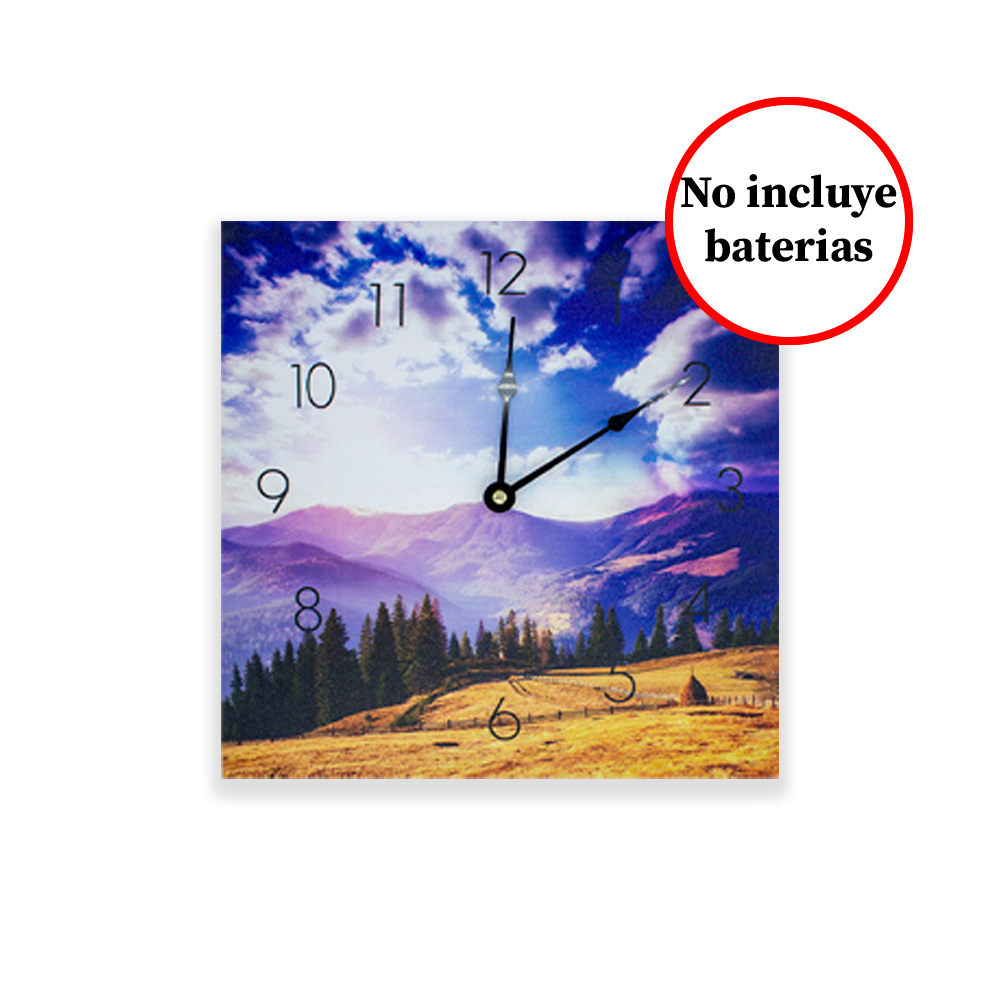 Reloj De Pared Vintage Grande Cuadrado 30 Cm De Madera Mdf Azul