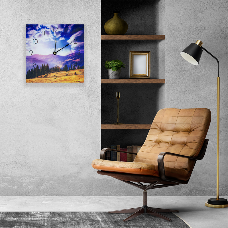 Reloj De Pared Vintage Grande Cuadrado 30 Cm De Madera Mdf Azul