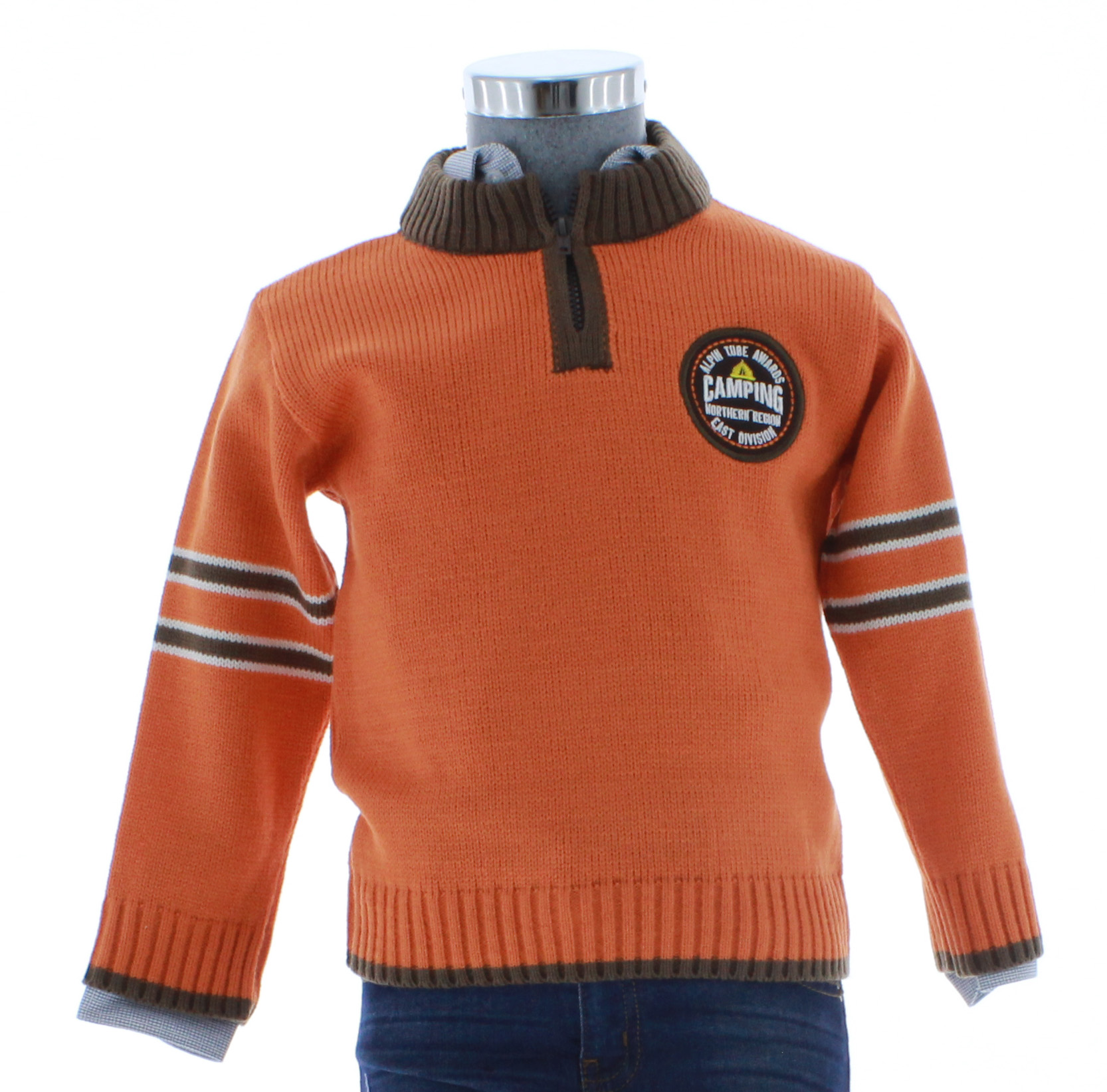 Sueter Niño  Tejido Naranja 2643 4 a 14 Años.