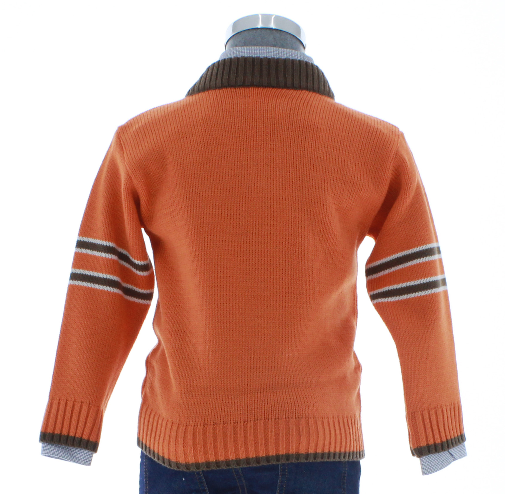 Sueter Niño  Tejido Naranja 2643 4 a 14 Años.