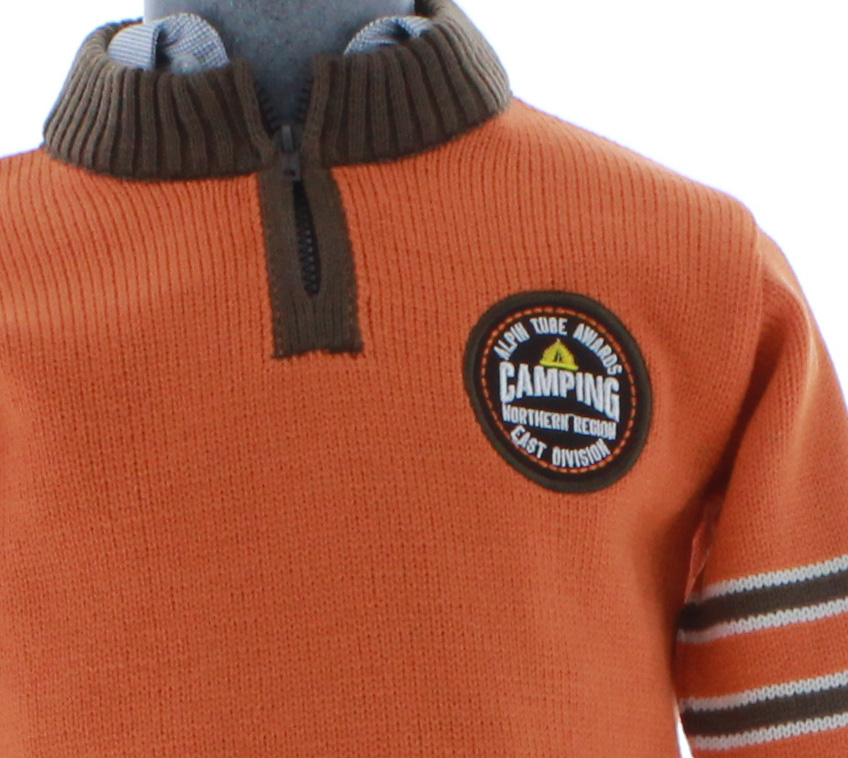 Sueter Niño  Tejido Naranja 2643 4 a 14 Años.