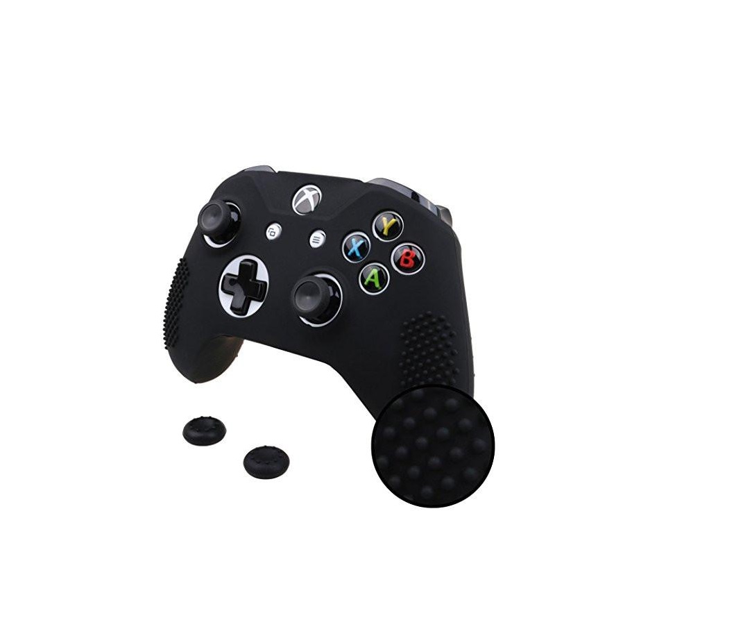 Funda Silicon para control Xbox One S mas thumb grips gratis Negro