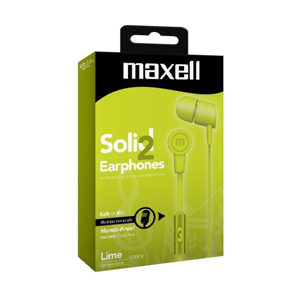 Maxell Audífonos Solid2 In Ear con Micrófono / Manos Libres / 347693 / Verde