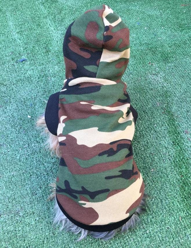 Jersey con capucha ropa para mascota perro o gato CAMUFLAJE VERDE