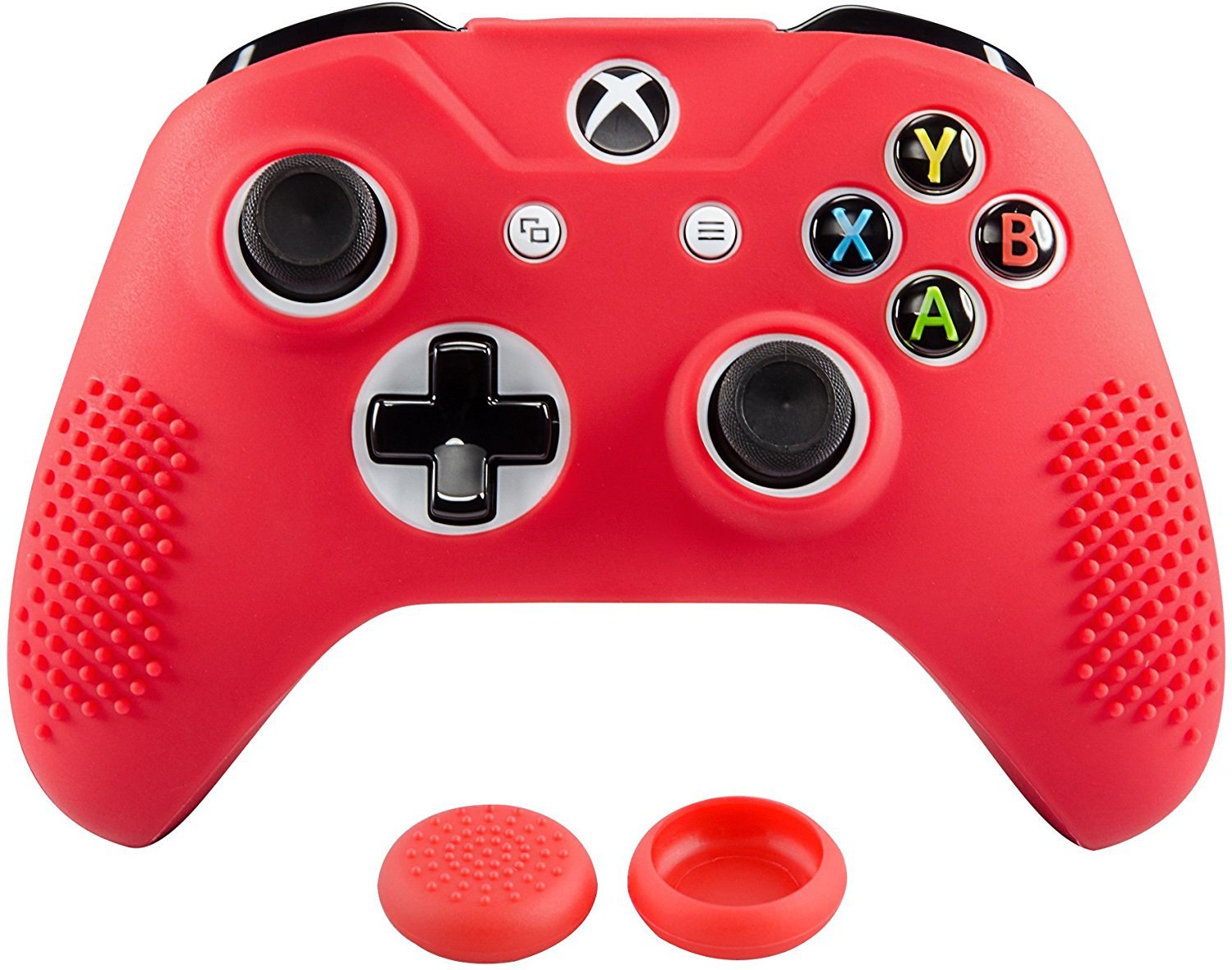 Funda Silicon para control Xbox One S mas thumb grips gratis Rojo