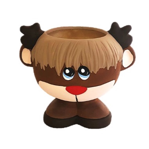 MACETA EN FORMA DE RENO NAVIDEÑO