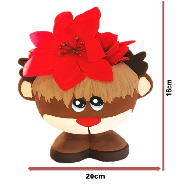 MACETA EN FORMA DE RENO NAVIDEÑO