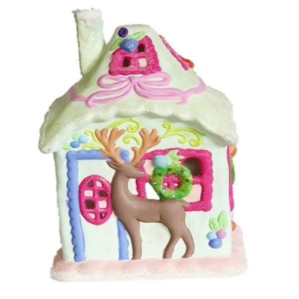 CASA para VILLA pintada a mano tierna NAVIDEÑA