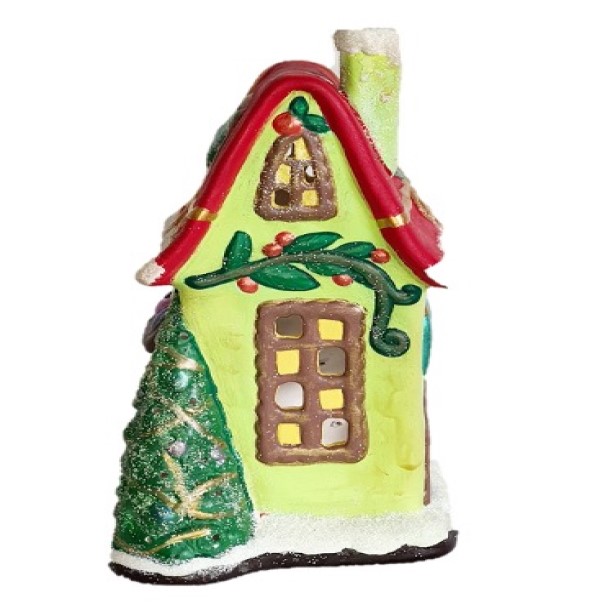 CASA de VILLA pintada a mano colores brillantes NAVIDEÑA